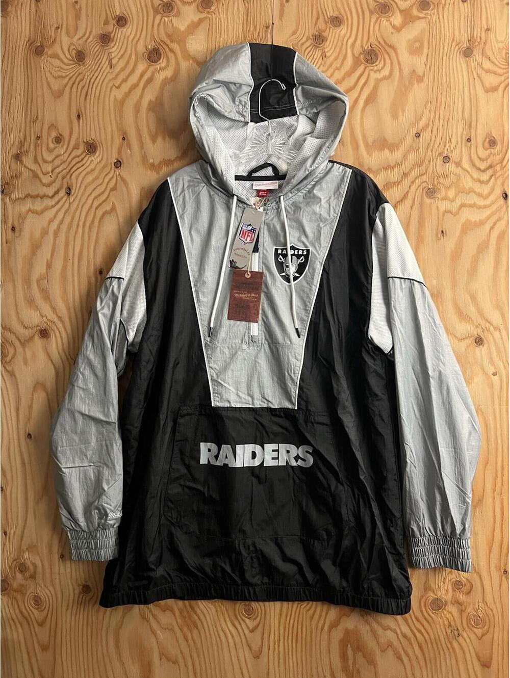 NWT Oakland Raiders Mitchell & Ness Jacket NFL Retro 1/2 Zip Mens XL Throwbacks